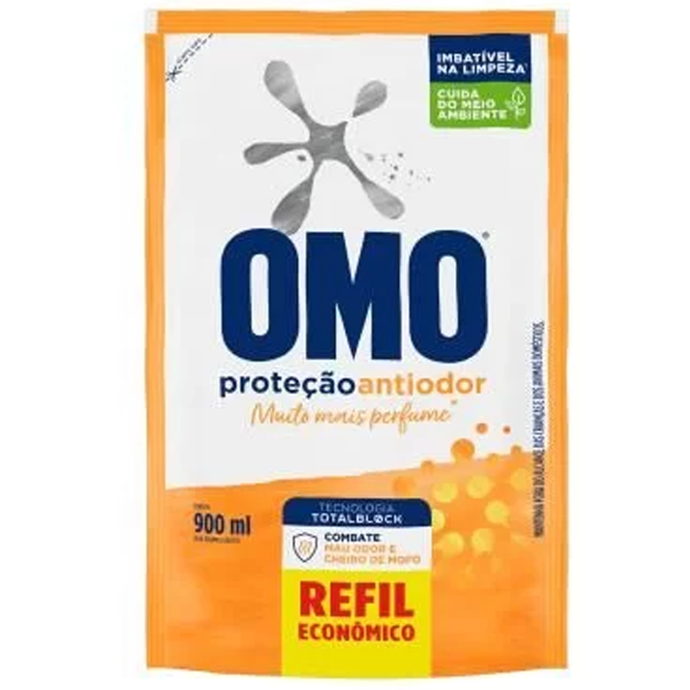 Omo Proteção Anti-odor Lava Roupas Líquido Omo Proteção Antiodor 900ml - Imagem 1