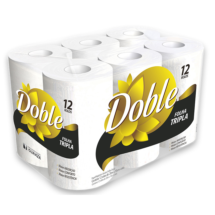 PH Doble com 12 Papel Higiênico Folha Tripla 20m com 12 Doble - Imagem 1