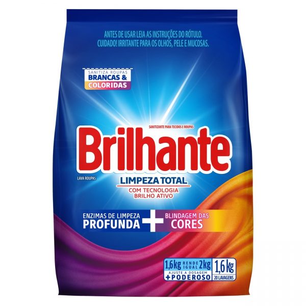 Lava Roupas em Pó Brilhante Sachê 1,6Kg