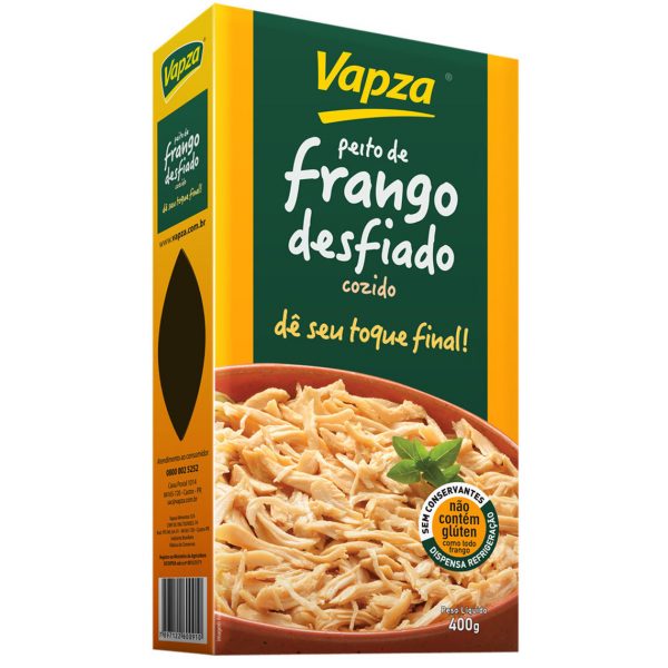 Peito de Frango Desfiado Cozido Vapza 400g