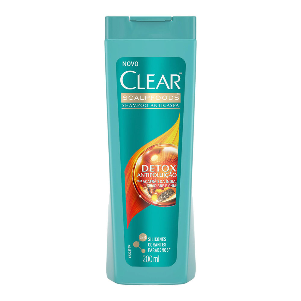 Shampoo Clear Scalpfoods Shampoo Anticaspa Clear Scalpfoods Detox Antipoluição 200ml - Imagem 1