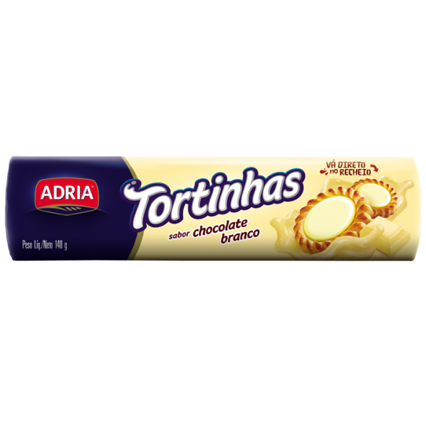 Tortinhas Chocolate Branco Adria Biscoito com Recheio Sabor Chocolate Branco Tortinhas Adria 140g