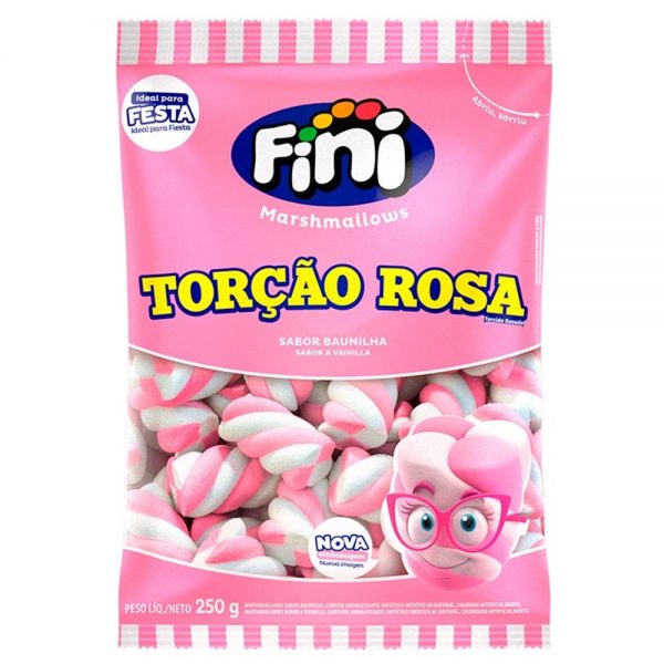 fini rosa 250 Marshmallows Fini Torção Rosa 250g