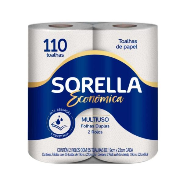 Papel Toalha Sorella Econômica  Multiuso com 2 Rolos