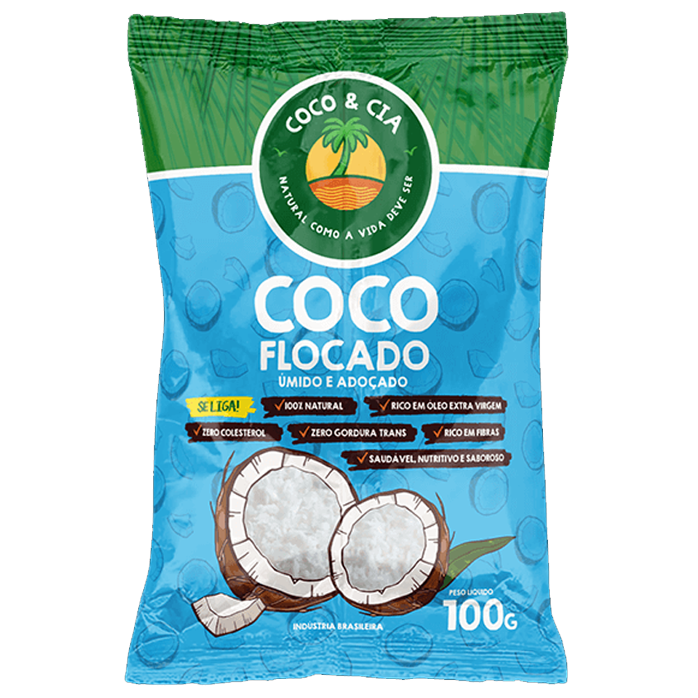 Coco Flocado Coco e Cia Coco Flocado úmido e Adoçado Coco&Cia 100g - Imagem 1