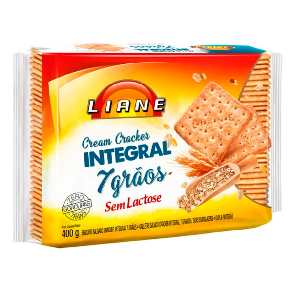 Biscoito Liane Cream Cracker 400g Biscoito Cream Cracker Integral 7 Grãos 400g