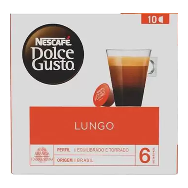 Dolce Gusto Lungo Com 10 Cápsulas de Café Nescafé Dolce Gusto Lungo 70g 10 cápsulas