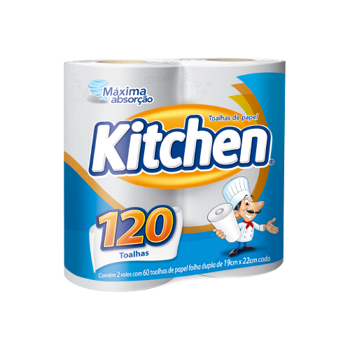 Kitchen-120-Folhas Toalhas de Papel Kitchen Com 2 Rolos