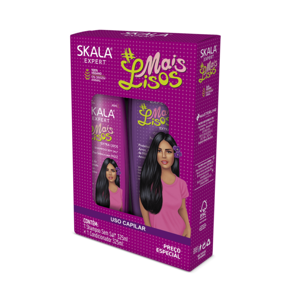 530707bf-cb74-4570-857e-bf0a1386d43e Kit Skala Shampoo e Condicionador Mais Lisos 325ml