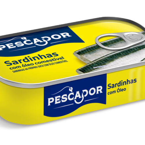 Sardinha amarela Sardinha em lata com óleo/ Pescador