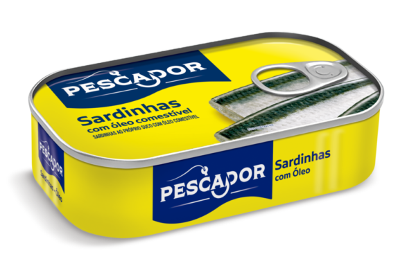 Sardinha amarela Sardinha em lata com óleo/ Pescador