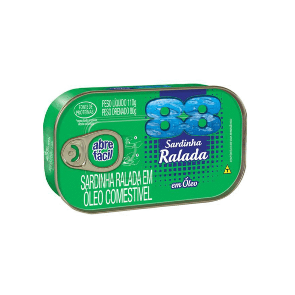 Sardinha-Ralada-88-com-Oleo-Comestivel-Lata-110g Sardinha 88 Ralada Óleo 80g