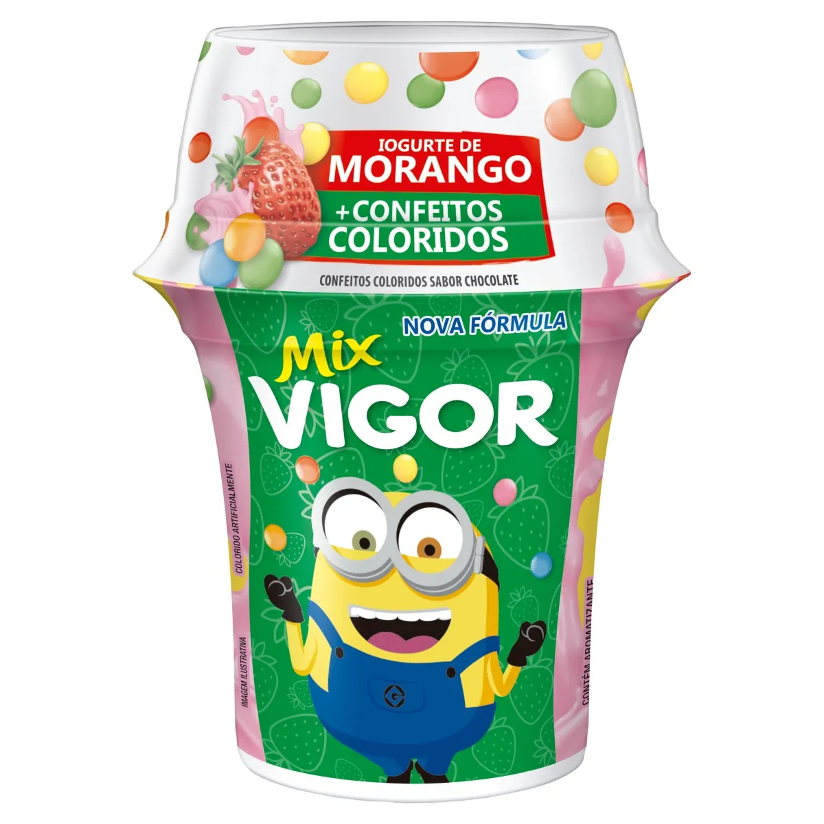 7896625210862 Iogurte Vigor Mix Morango E Confeito 125g - Imagem 1