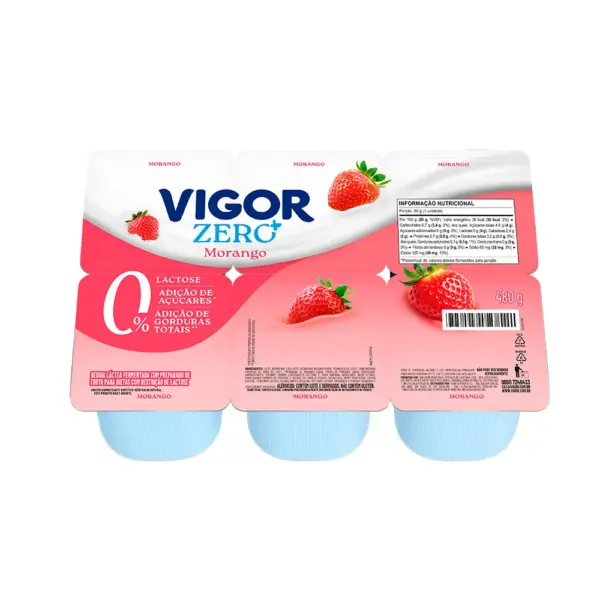Bebida Láctea Vigor Zero Morango 480g