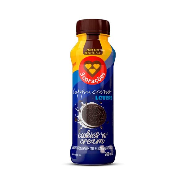 cappuccino-pronto-260ml-cookies-n-cream-3-coracoes Bebida Láctea 3 corações Cappuccino Cookies 'n Cream 260ML