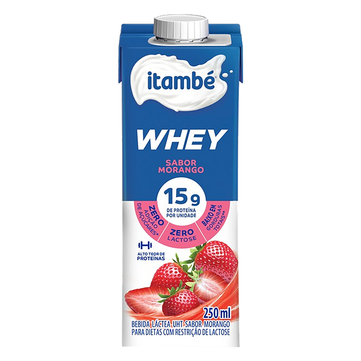 morango Bebida Láctea Itambé Whey Morango 250ml - Imagem 1