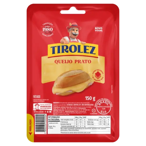 7896030520204 Queijo Prato Tirolez 150g